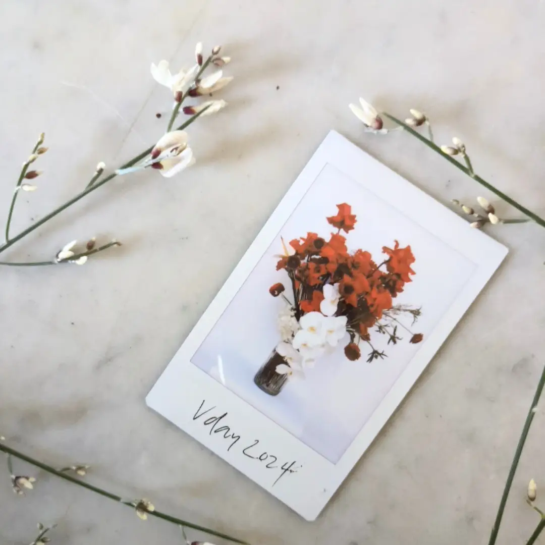 instant photo of bouquet