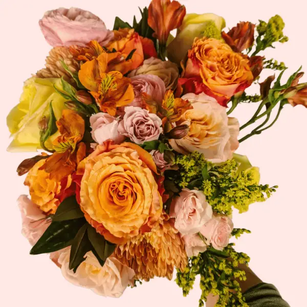 orange and pink flower bouquet